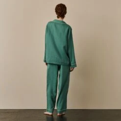 Tranquil Green Linen Tencel Women's Pyjama Trousers -Home Luxury Store TranquilGreenLinenTencilWomen sPyjamaTrouserSet 392