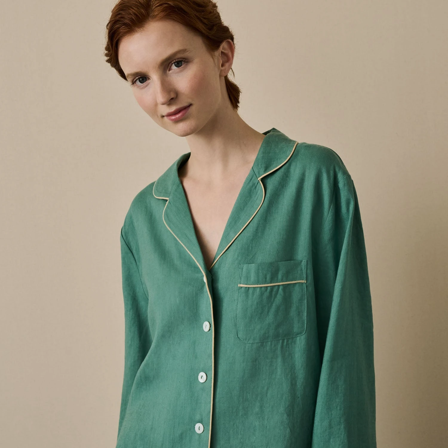 Tranquil Green Linen Tencel Women's Pyjama Shirt 3 Tranquil Green Linen Tencel Women's Pyjama Shirt