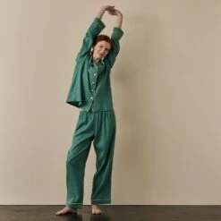 Tranquil Green Linen Tencel Women's Pyjama Trousers