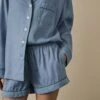 Wave Blue Linen Tencel Women's Pyjama Shorts -Home Luxury Store WaveBlueLinenTencilWomen sPyjamaShortsSet 1419