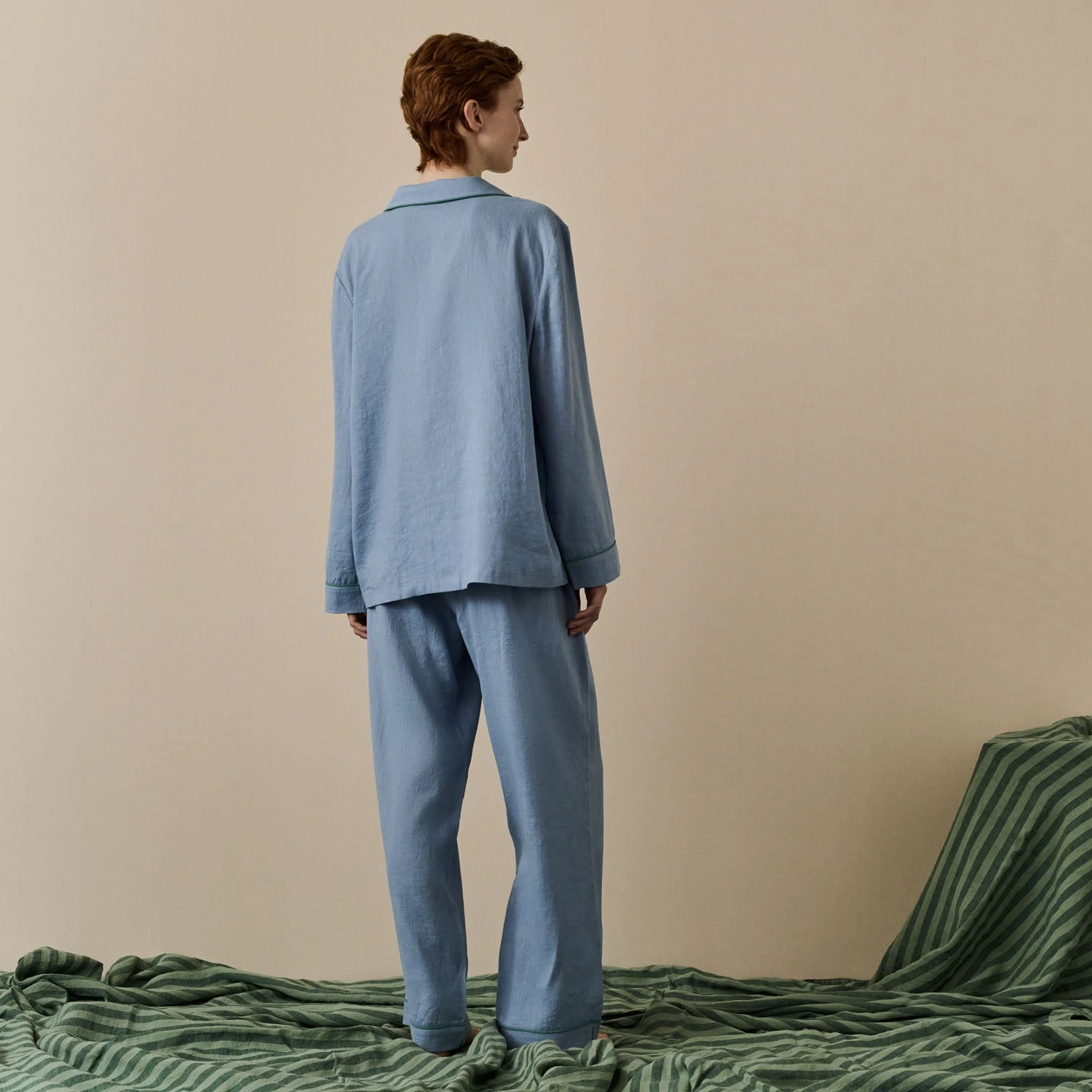Wave Blue Linen Tencel Women's Pyjama Trousers 5 Wave Blue Linen Tencel Women's Pyjama Trousers - Image 3